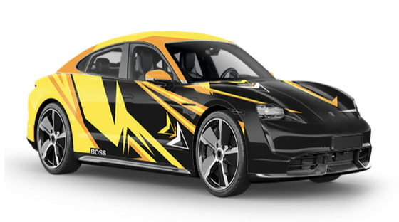 Yellow and black track Premium Gloss Wrap For Car Monomeric Polymeric Material