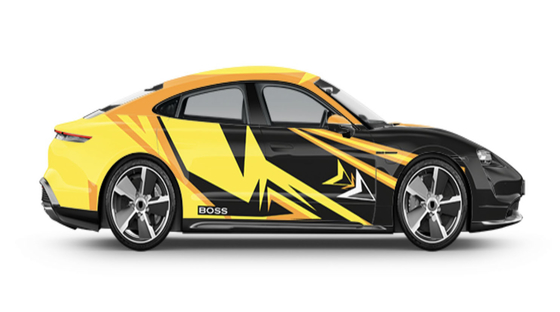 Yellow and black track Premium Gloss Wrap For Car Monomeric Polymeric Material