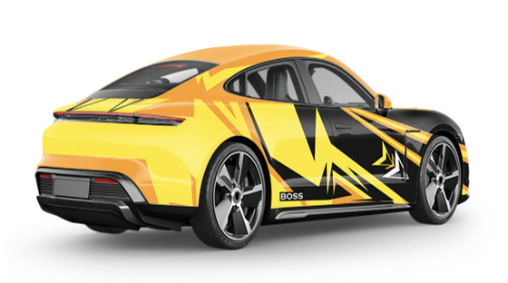 Yellow and black track Premium Gloss Wrap For Car Monomeric Polymeric Material