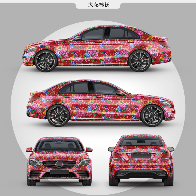Red Flowers 80micron Car Wrap Vinyl Film Plastic PVC Material